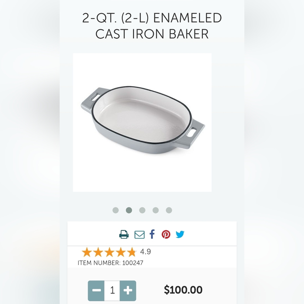 Pampered Chef 2 qt enameled Cast iron baker - Picture 3 of 4